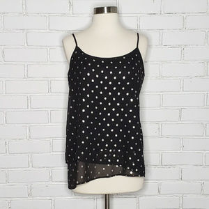 [The Limited] Black and Gold Polka Dot Tank Top